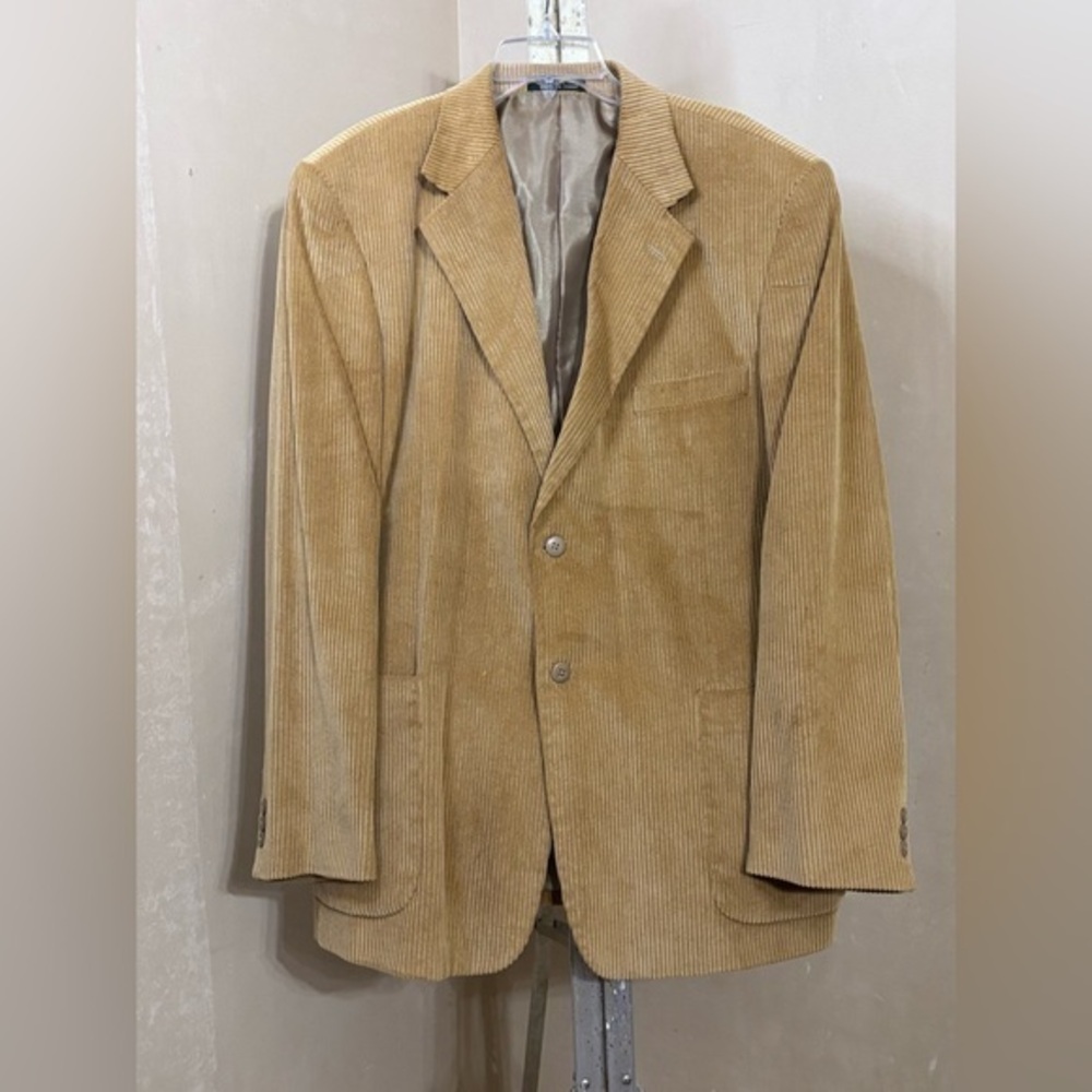 Scandia Woods Men’s Tan Corduroy Blazer Size 48 Vintage Prep Old Money Academia